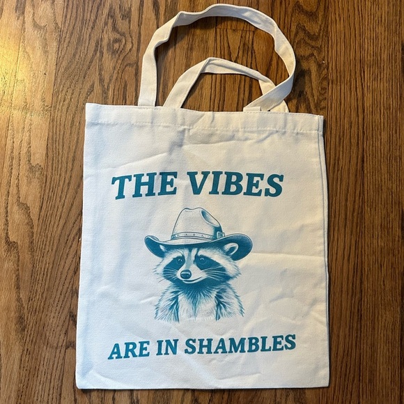 The Vibes Are In Shambles Sheriff Raccoon Canvas Tote Bag - Picture 2 of 2